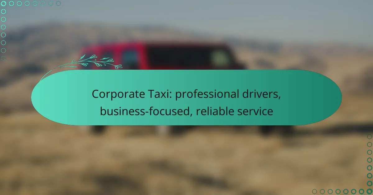 Corporate Taxi: professional drivers, business-focused, reliable service